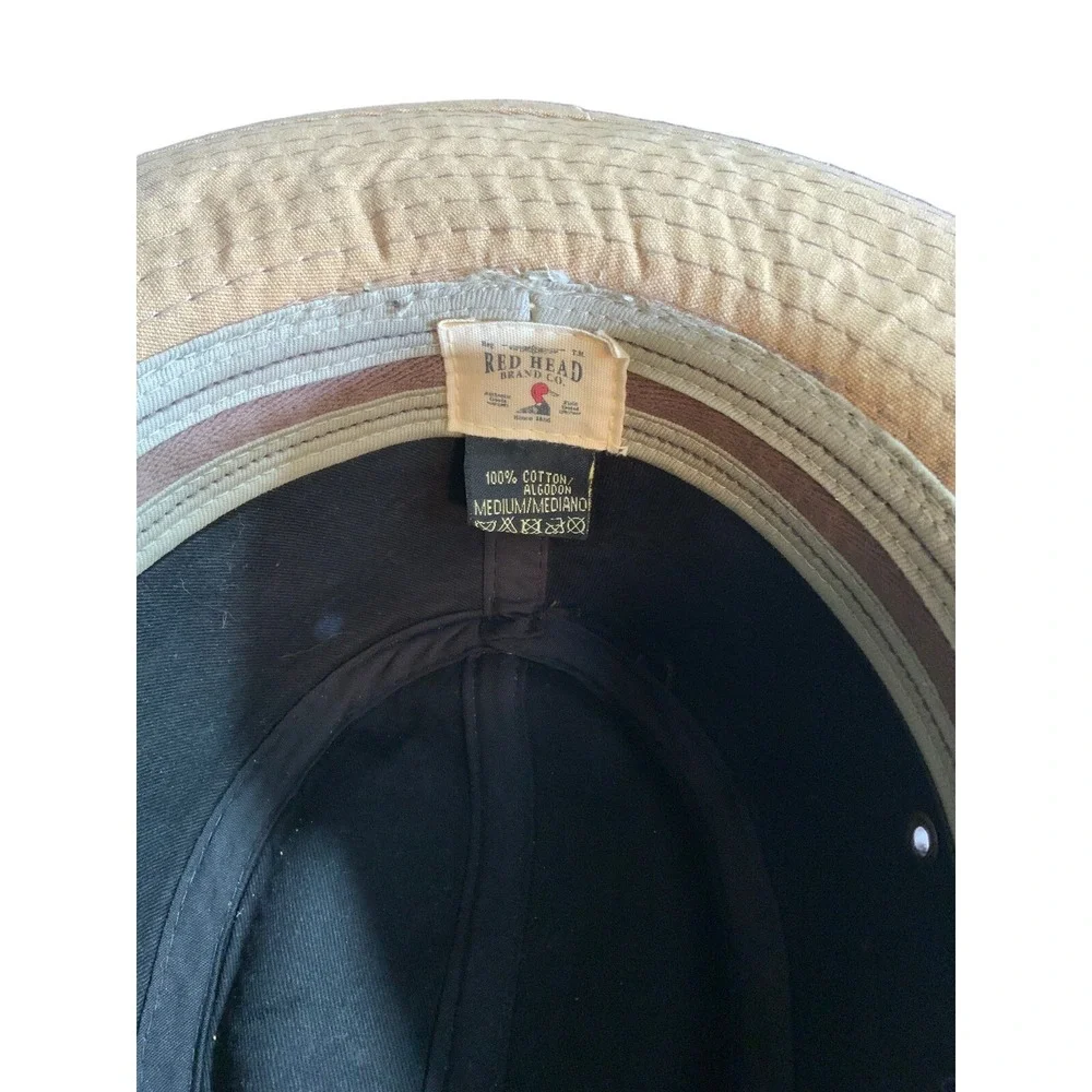 Red Head  Cotton Sun Outdoor Safari Hat With Leather Draw String Chin Strap